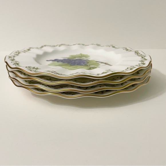 Lot of 4 Mikasa Platinum Bone China Garden Gala Peach Grape Cherry Plum Plates - Picture 16 of 16